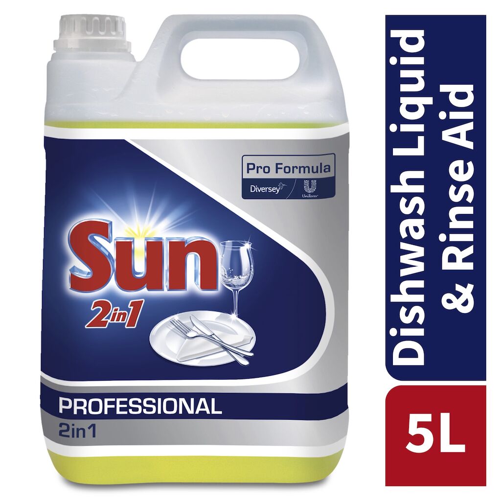 Sun Pro Formula 2in1 Liquid 2x5L - Flüssiger Geschirrreiniger, mit integriertem Klarspüler für weiches Wasser, chlorfrei
